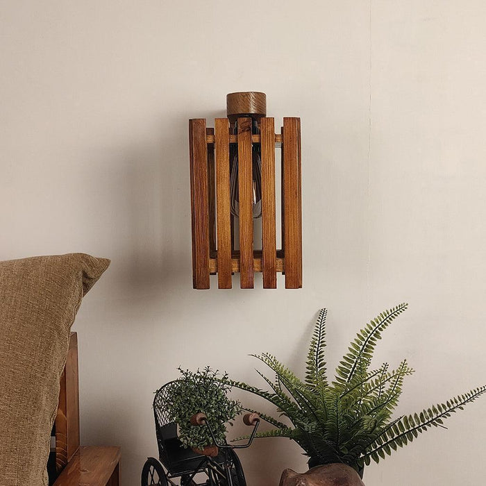 Buy Wall Light - Elegant Brown Wooden Wall Light by Symplify on IKIRU online store