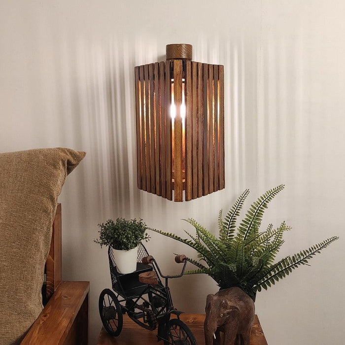 Buy Wall Light - Elegant Brown Wooden Wall Light for Living Room | Hanging Lamp by Symplify on IKIRU online store