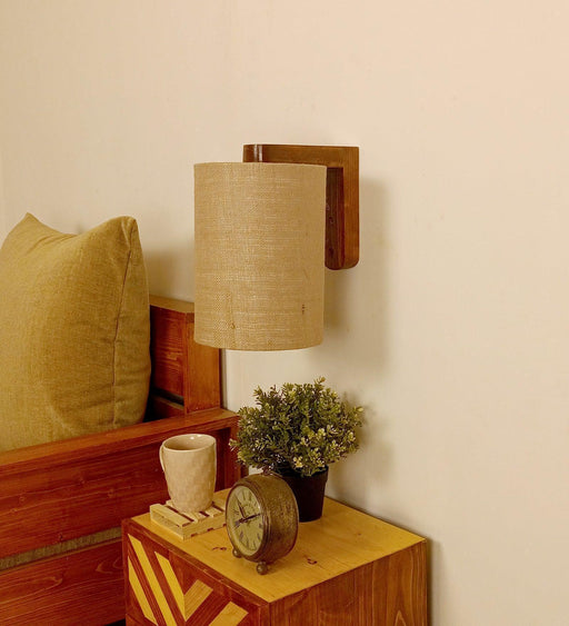 Buy Wall Light - Elementary Brown Wooden Wall Light for Home Decor | Mounted Lamp by Symplify on IKIRU online store