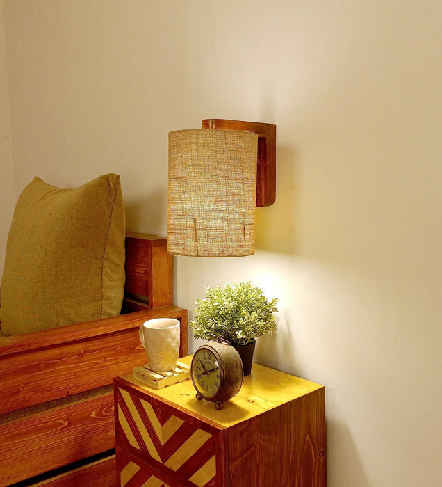 Buy Wall Light - Elementary Brown Wooden Wall Light for Home Decor | Mounted Lamp by Symplify on IKIRU online store