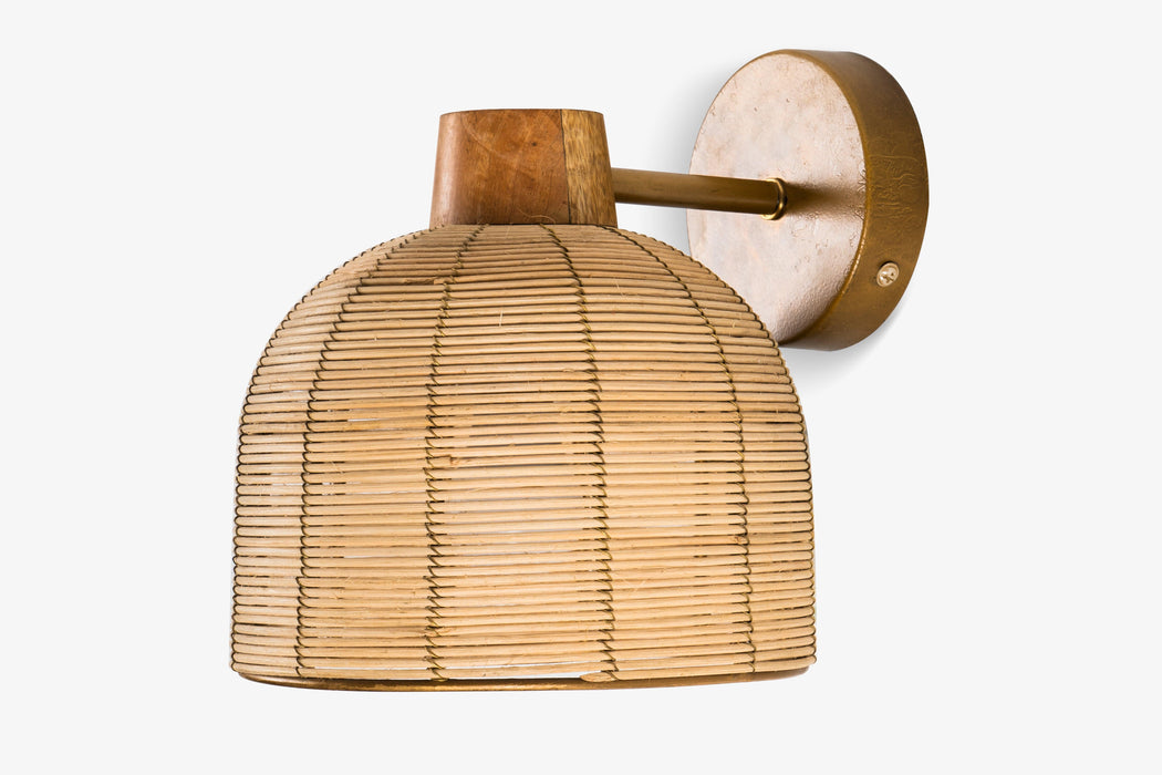 Buy Wall Light - Henka Natural Cane & Iron Finish Scandinavian Wall Lamp for Home Decor by Orange Tree on IKIRU online store