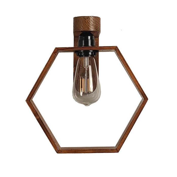 Buy Wall Light - Hex Brown Wooden Wall Light | Wall Mounted Lamps For Decor by Symplify on IKIRU online store