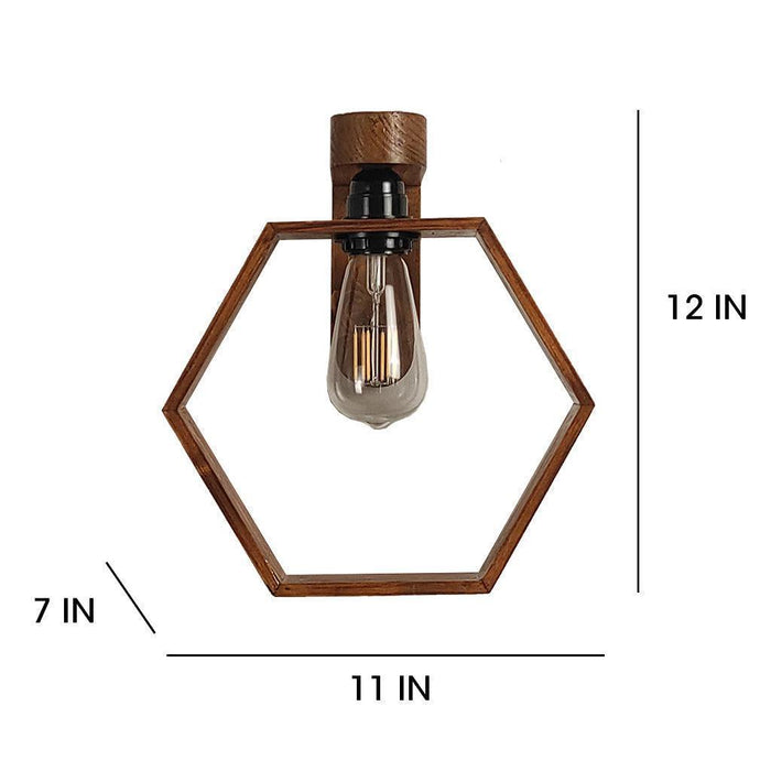 Buy Wall Light - Hex Brown Wooden Wall Light | Wall Mounted Lamps For Decor by Symplify on IKIRU online store