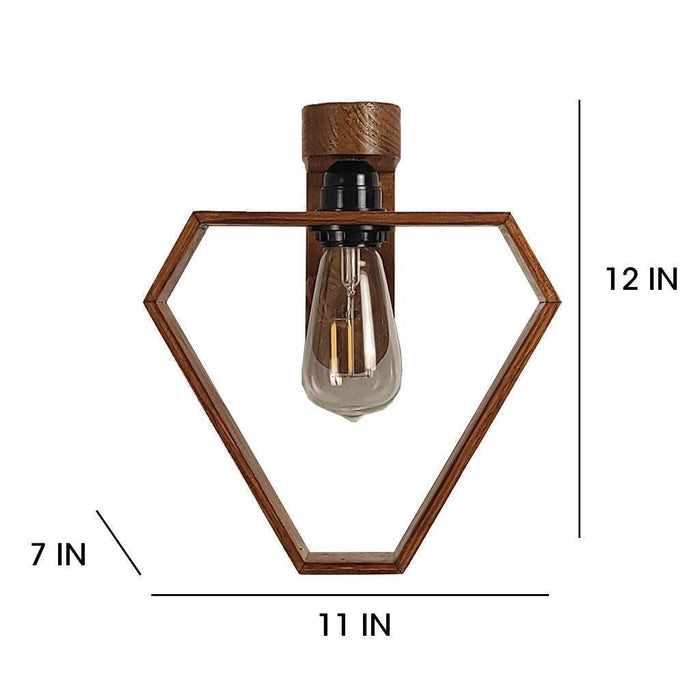 Buy Wall Light - Hexad Brown Wooden Wall Light | Lamp For Wall Decor by Symplify on IKIRU online store