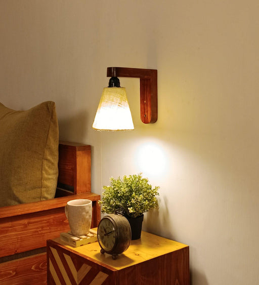 Buy Wall Light - Hexagon Brown Wooden Wall Light for Living Room | Mounted Hanging Lamp by Symplify on IKIRU online store