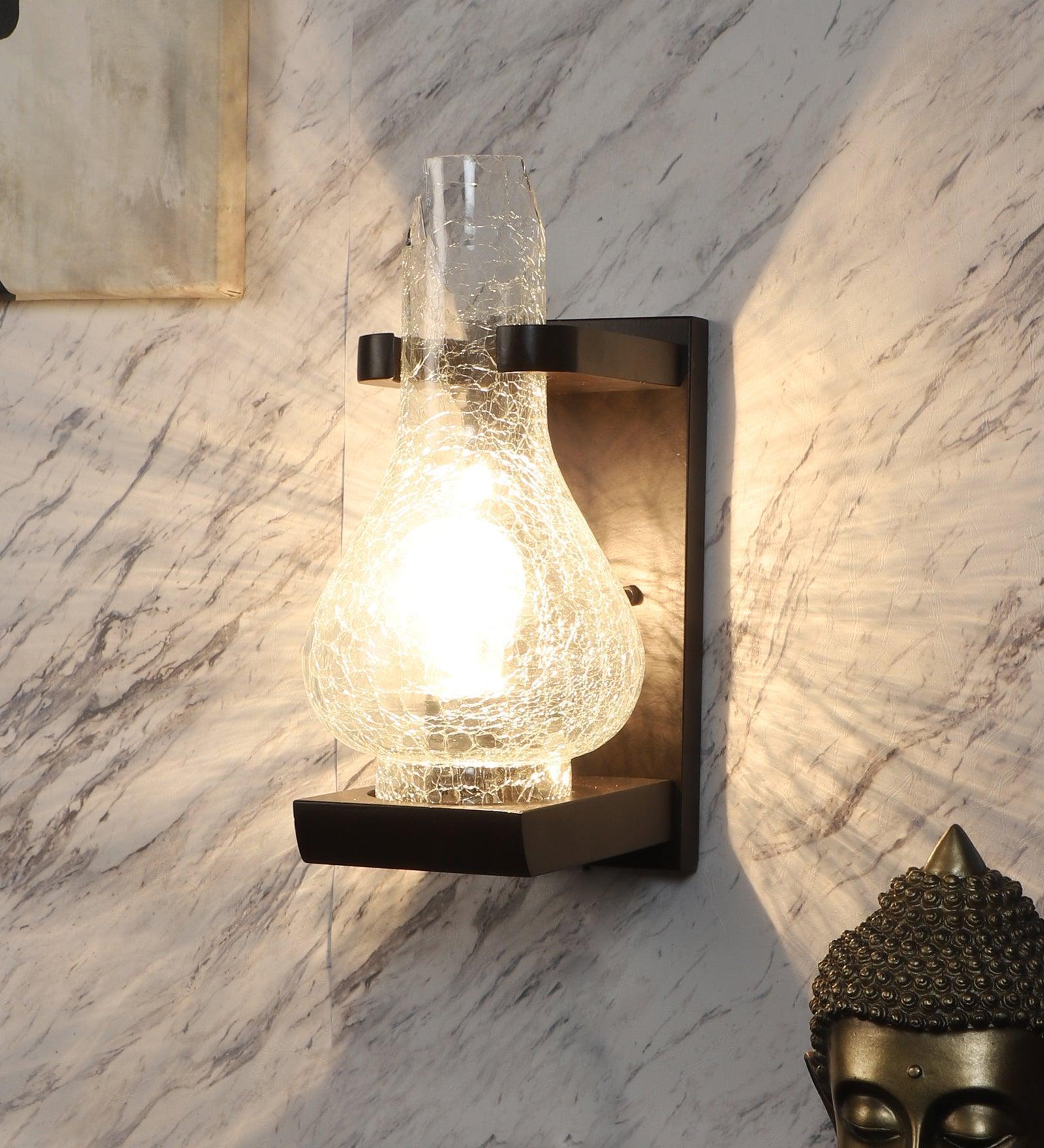 Buy Wall Light - Lampo Brown Wood & Glass Wall Mount Light For Living Room & Dining Room Decor by ELIANTE by Jainsons Lights on IKIRU online store