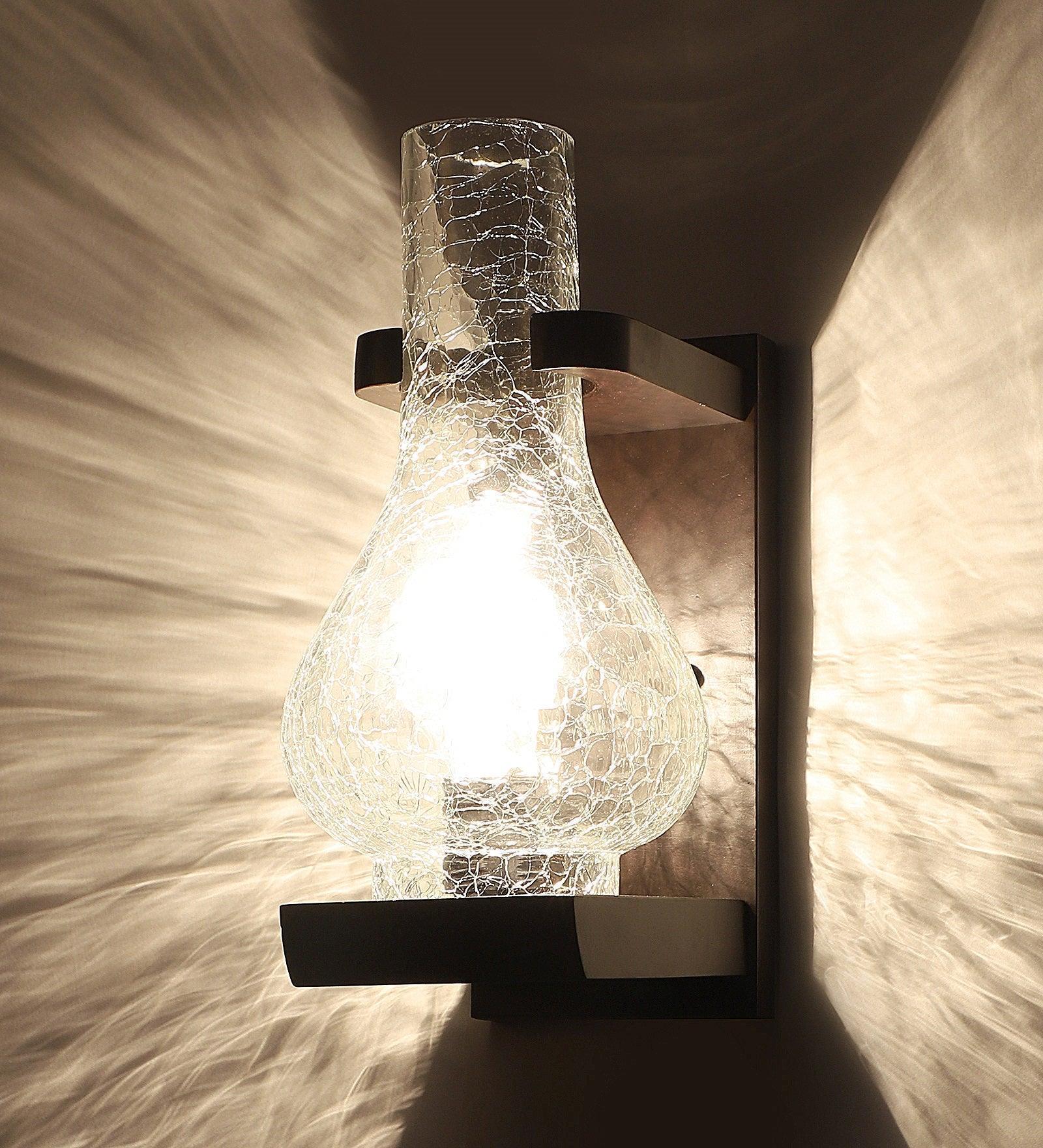 Buy Wall Light - Lampo Brown Wood & Glass Wall Mount Light For Living Room & Dining Room Decor by ELIANTE by Jainsons Lights on IKIRU online store