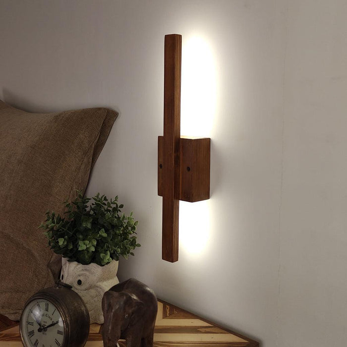 Buy Wall Light - Lineo Brown Wooden Led Light for Home | Wall Mounted Lamp by Symplify on IKIRU online store