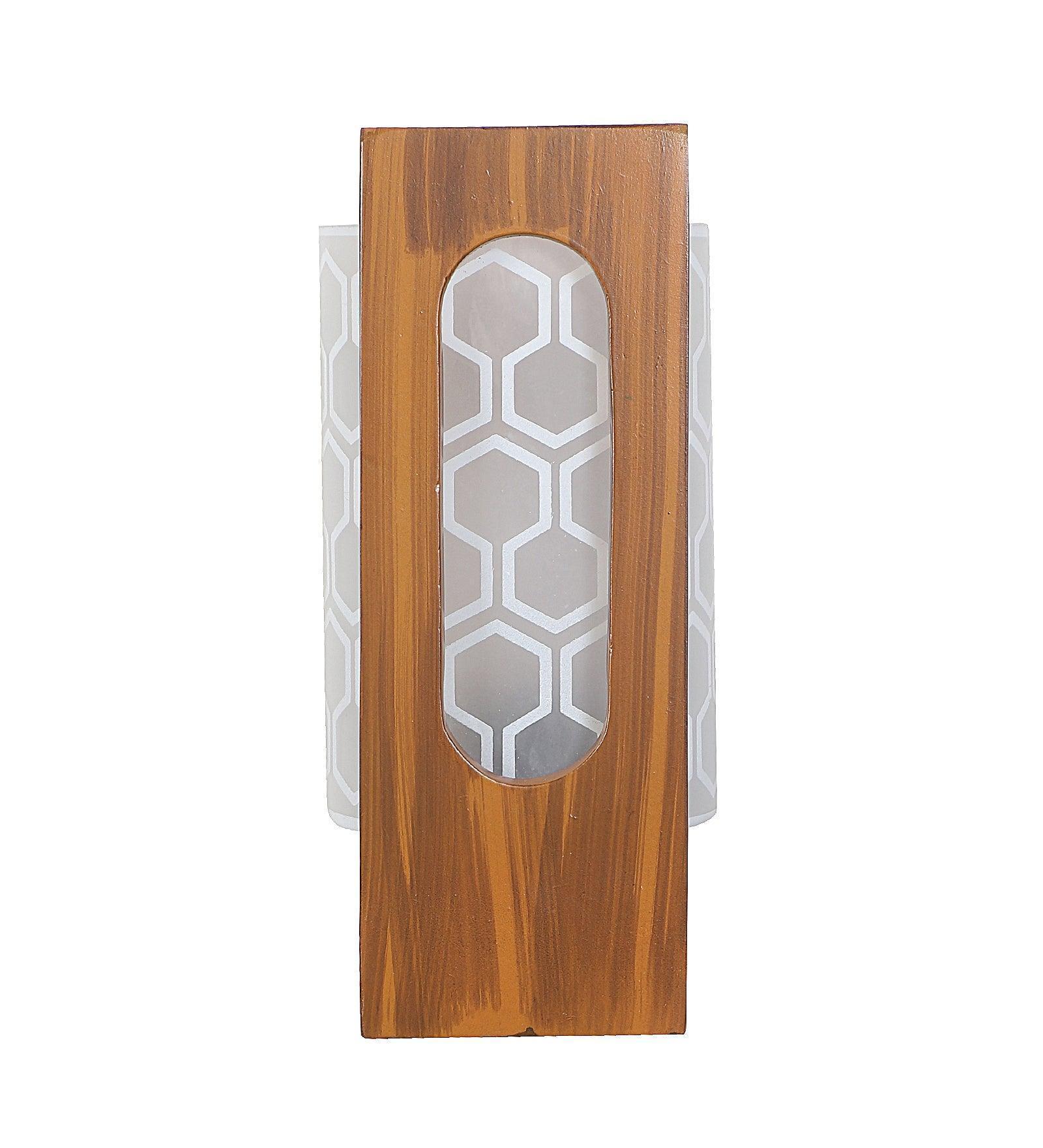 Buy Wall Light - Lisma Brown Wood & Glass Modern Wall Mount Lamp Light For Home Decor by ELIANTE by Jainsons Lights on IKIRU online store