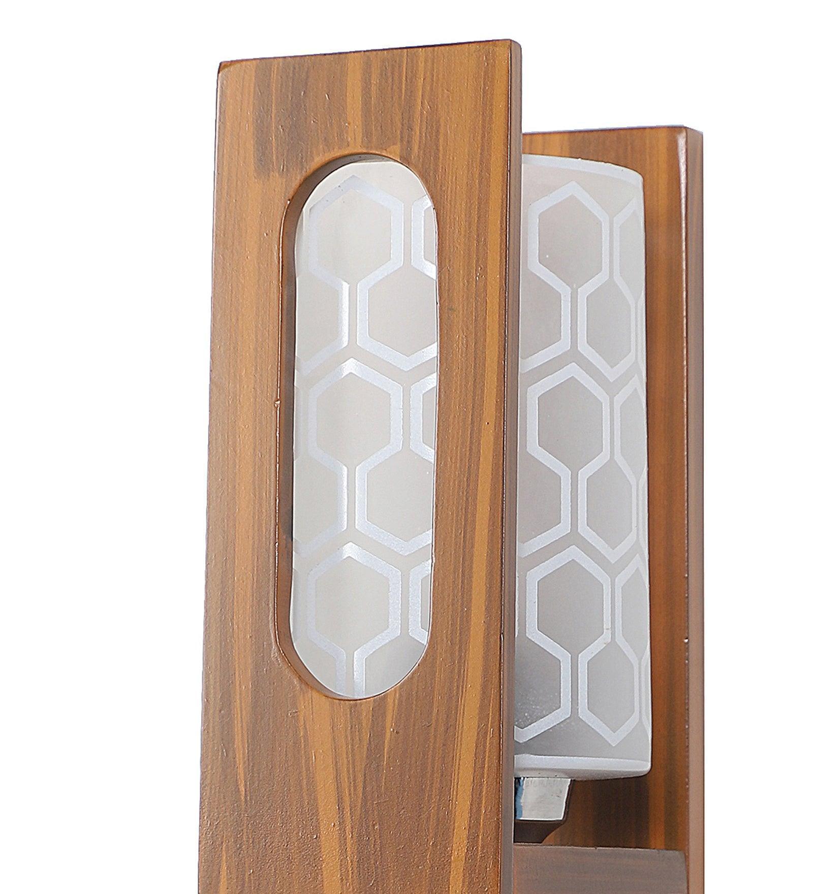 Buy Wall Light - Lisma Brown Wood & Glass Modern Wall Mount Lamp Light For Home Decor by ELIANTE by Jainsons Lights on IKIRU online store