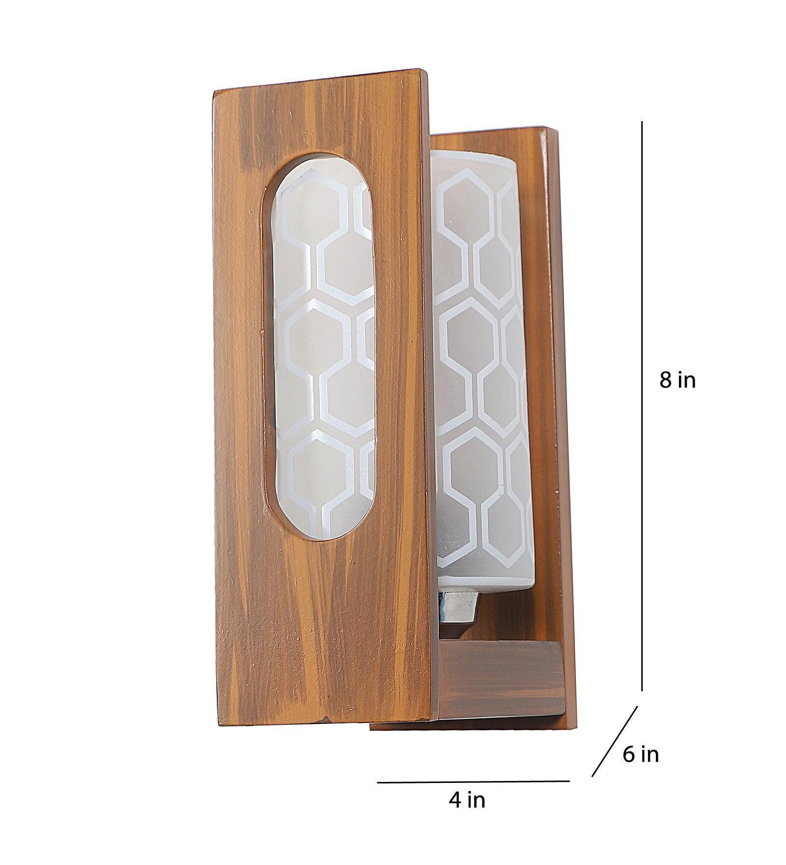 Buy Wall Light - Lisma Brown Wood & Glass Modern Wall Mount Lamp Light For Home Decor by ELIANTE by Jainsons Lights on IKIRU online store