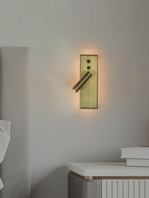 Buy Wall Light - Modern Gold Rectangular Metal Dual Light | Bedside LED Spotlight For Home Decor by Fos Lighting on IKIRU online store