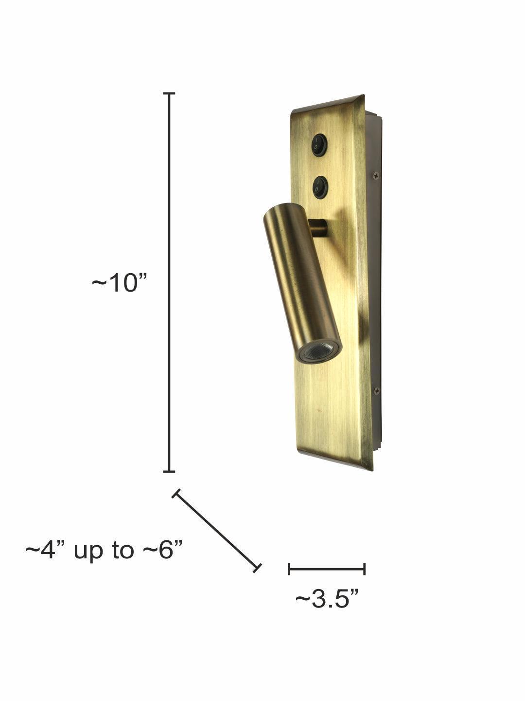 Buy Wall Light - Modern Gold Rectangular Metal Dual Light | Bedside LED Spotlight For Home Decor by Fos Lighting on IKIRU online store