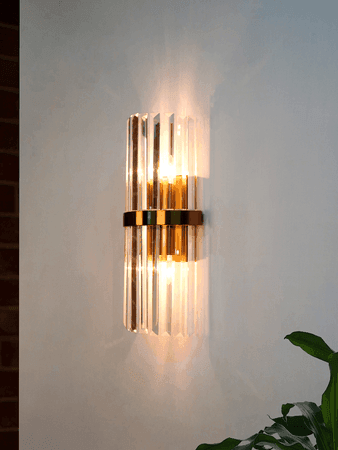 Buy Wall Light - Modern Transparent Prismatic 18 Inch Crystal & Steel Dual Wall Light by Fos Lighting on IKIRU online store