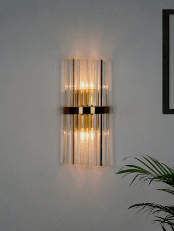 Buy Wall Light - Modern Transparent Prismatic 18 Inch Crystal & Steel Dual Wall Light by Fos Lighting on IKIRU online store