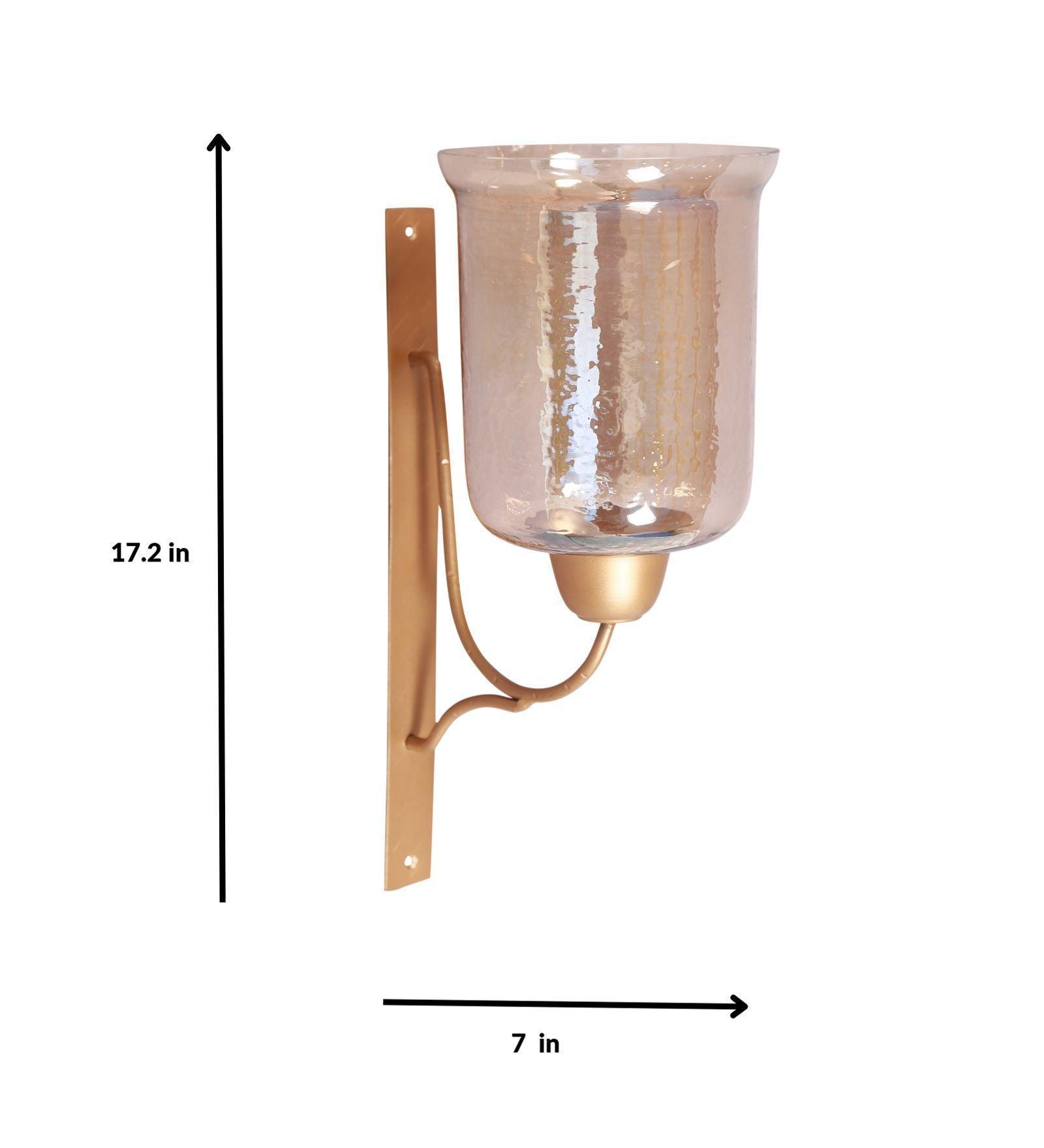 Buy Wall Light - Roshni Wall Mounted Candle Holder | Dull Gold and Lusture Glass Wall Hurricane by Manor House on IKIRU online store