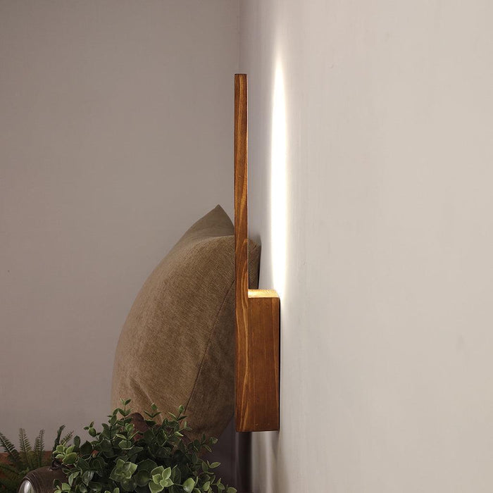 Buy Wall Light - Slimline Brown Wooden LED Wall Light by Symplify on IKIRU online store