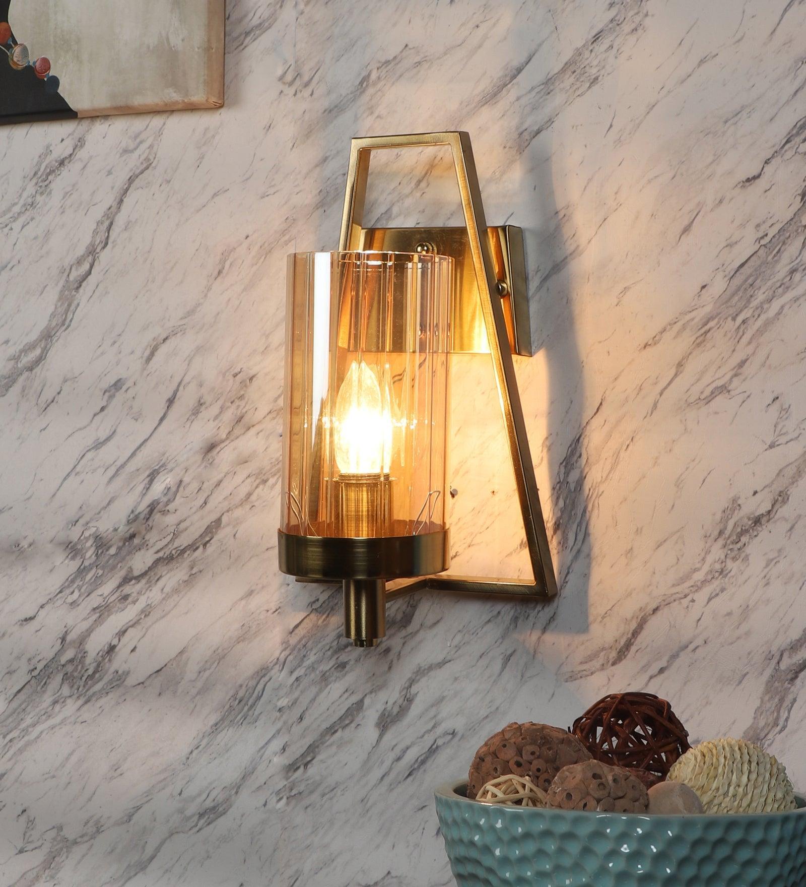 Buy Wall Light - Teena Unique Golden & Glass Finish Wall Mount Lamp For Home Decor by ELIANTE by Jainsons Lights on IKIRU online store