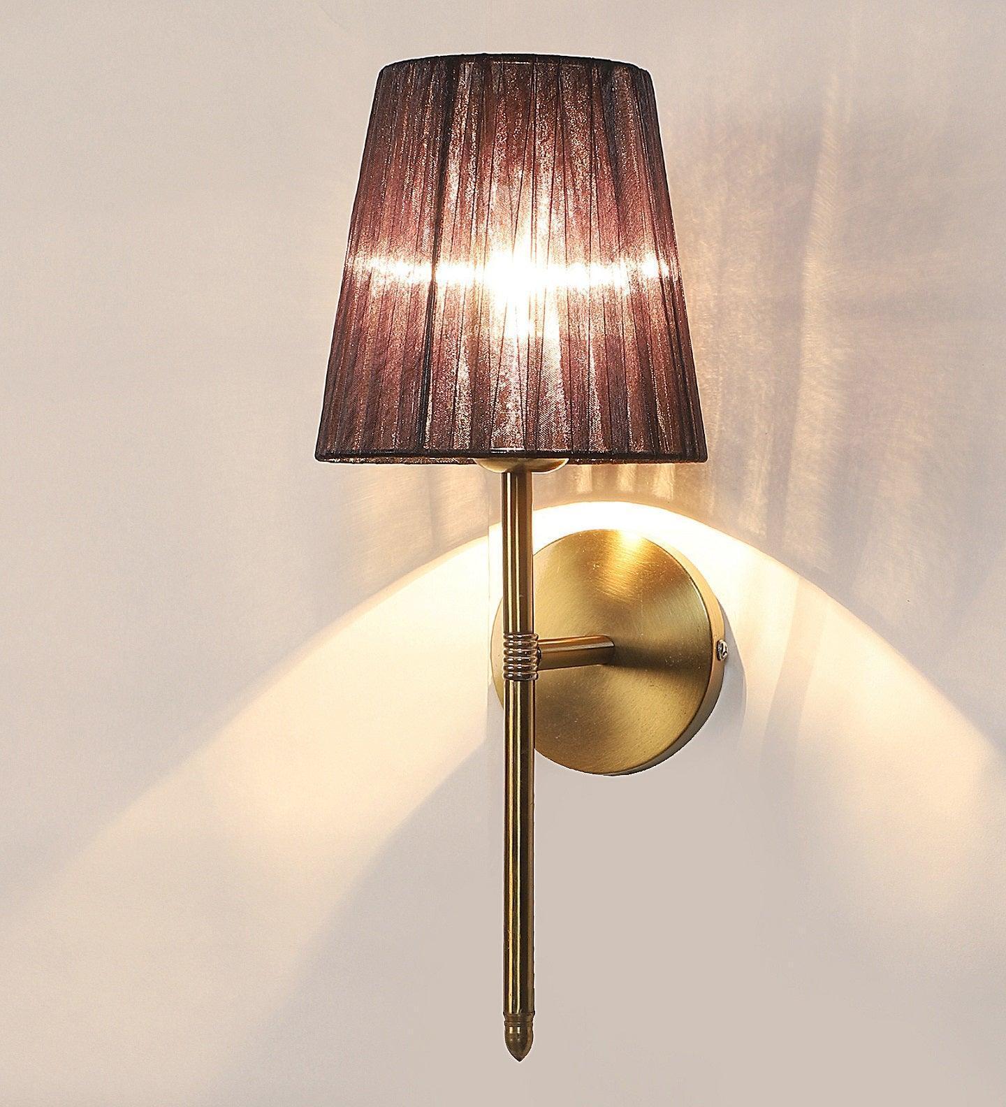 Buy Wall Light - Tino Gold Iron & Black Fabric Wall Mount Lamp Light For Home & Balcony by ELIANTE by Jainsons Lights on IKIRU online store