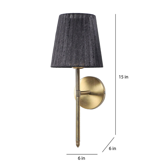 Buy Wall Light - Tino Gold Iron & Black Fabric Wall Mount Lamp Light For Home & Balcony by ELIANTE by Jainsons Lights on IKIRU online store