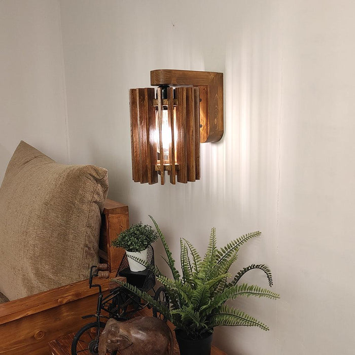 Buy Wall Light - Ventus Brown Wooden Wall Light for Living Room Decor | Hanging Lamp by Symplify on IKIRU online store