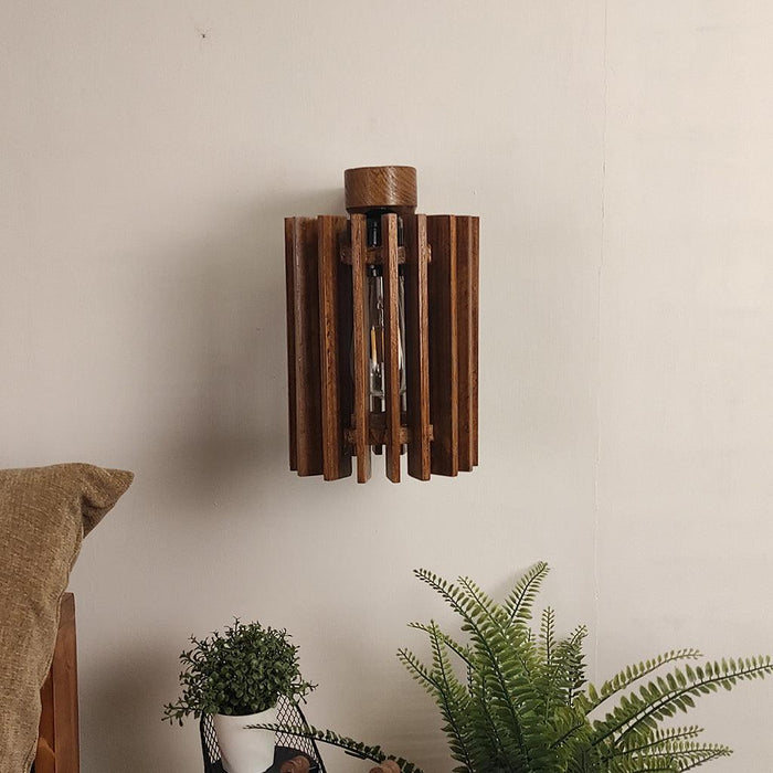 Buy Wall Light - Ventus Brown Wooden Wall Light for Living Room Decor | Hanging Lamp by Symplify on IKIRU online store