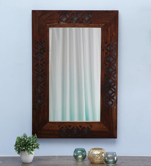 Buy Wall Mirror - Sheesham Wood Rectangle Wall Mirror by Wooden Mood on IKIRU online store