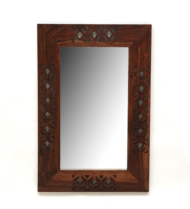 Buy Wall Mirror - Sheesham Wood Rectangle Wall Mirror by Wooden Mood on IKIRU online store