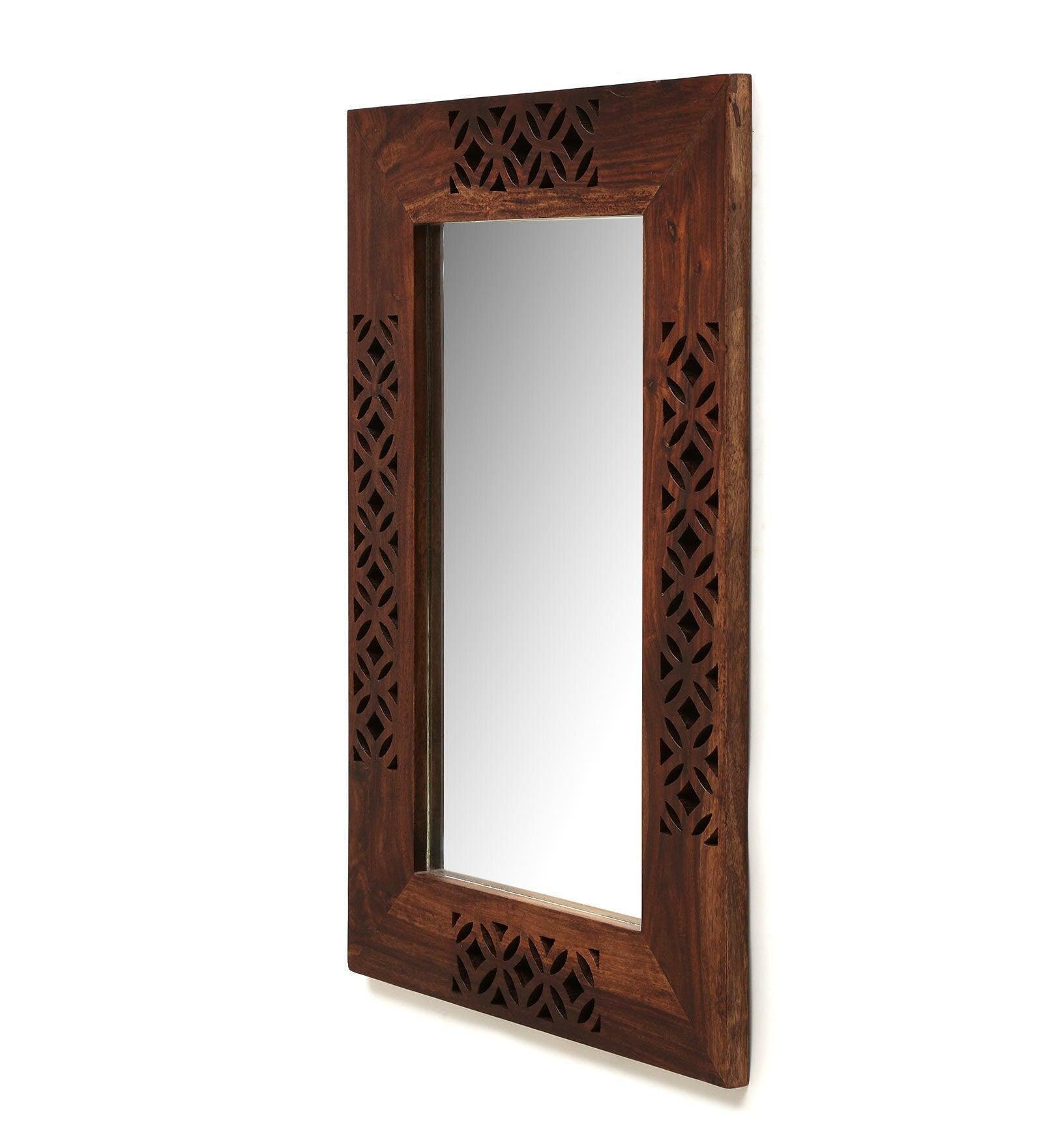 Buy Wall Mirror - Sheesham Wood Rectangle Wall Mirror by Wooden Mood on IKIRU online store