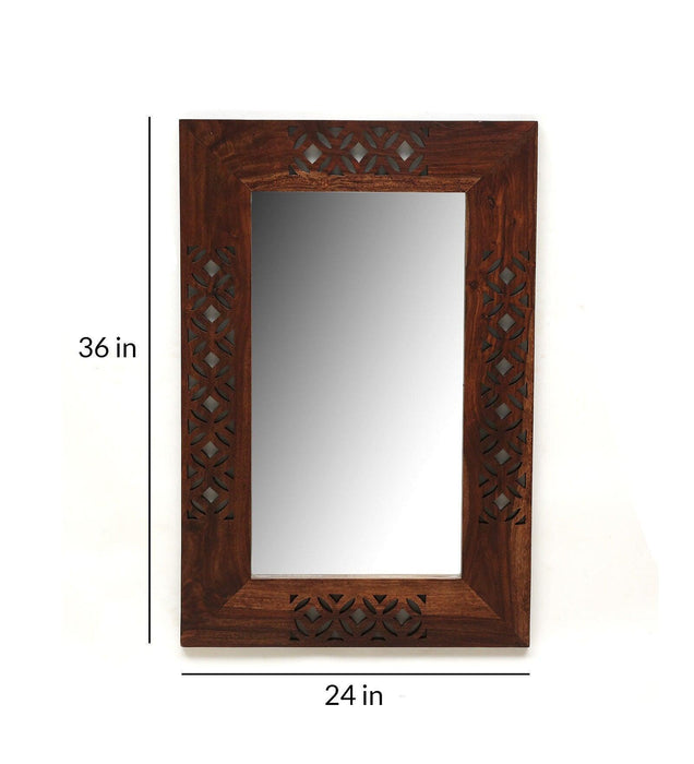 Buy Wall Mirror - Sheesham Wood Rectangle Wall Mirror by Wooden Mood on IKIRU online store