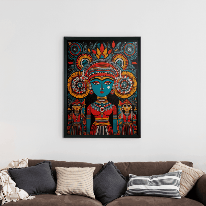 Buy Wall Paintings & Prints - Handcrafted Canvas Wall Art: Women's Circle Mukut by Sowpeace on IKIRU online store