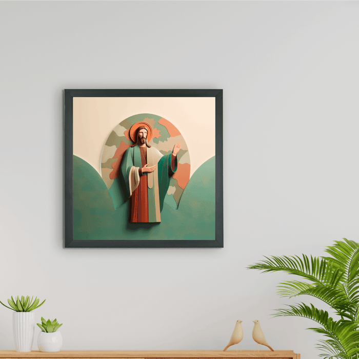 Buy Wall Paintings & Prints - Jesus' Sermon Canvas Wall Art: Handcrafted Decor with Frame, Spiritual Abstract Print for Home by Sowpeace on IKIRU online store