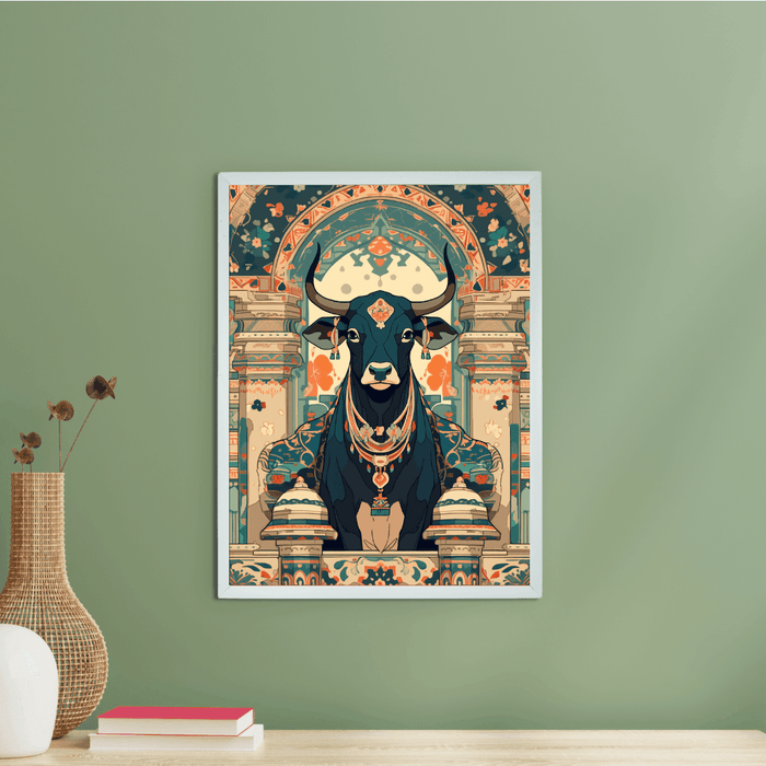 Buy Wall Paintings & Prints - The Sacred Cow - Pichwai Wall Print by Sowpeace on IKIRU online store