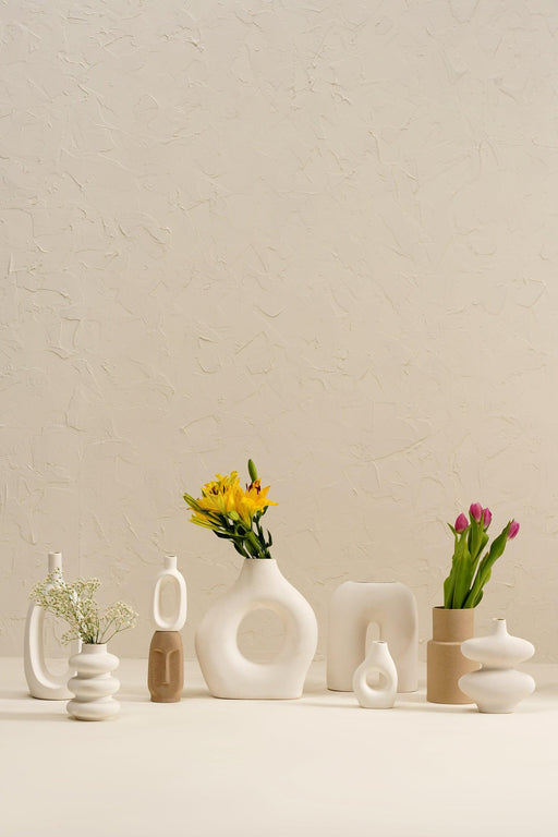 Buy Vase - White Farmhouse Vase White and Beige by Purezento on IKIRU online store