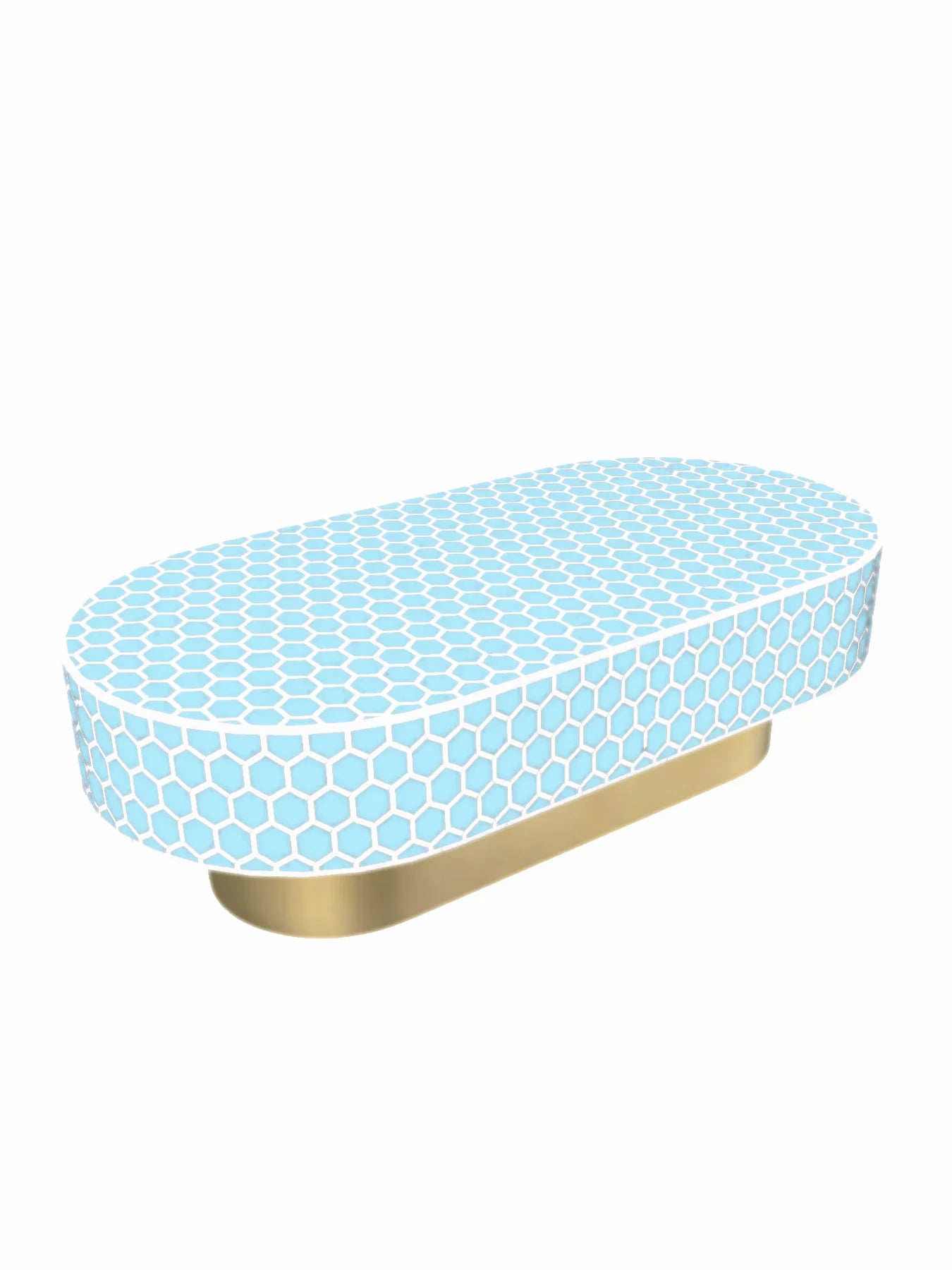 Inlay Jordan Oval Shape Coffee Table- Honeycomb