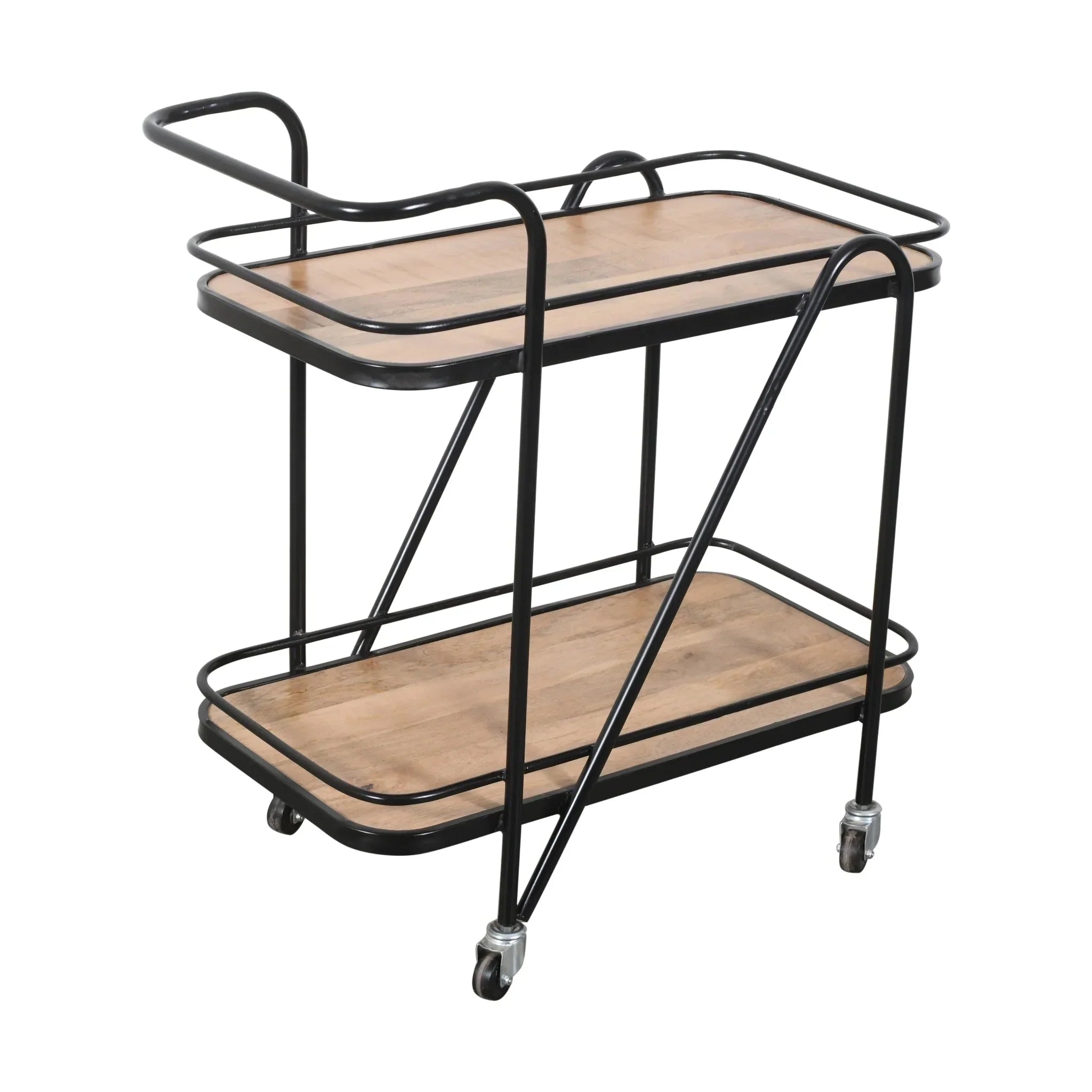 Modern Metal Bar Trolley with Wheels & Storage | Matt Black Serving Cart Trolley