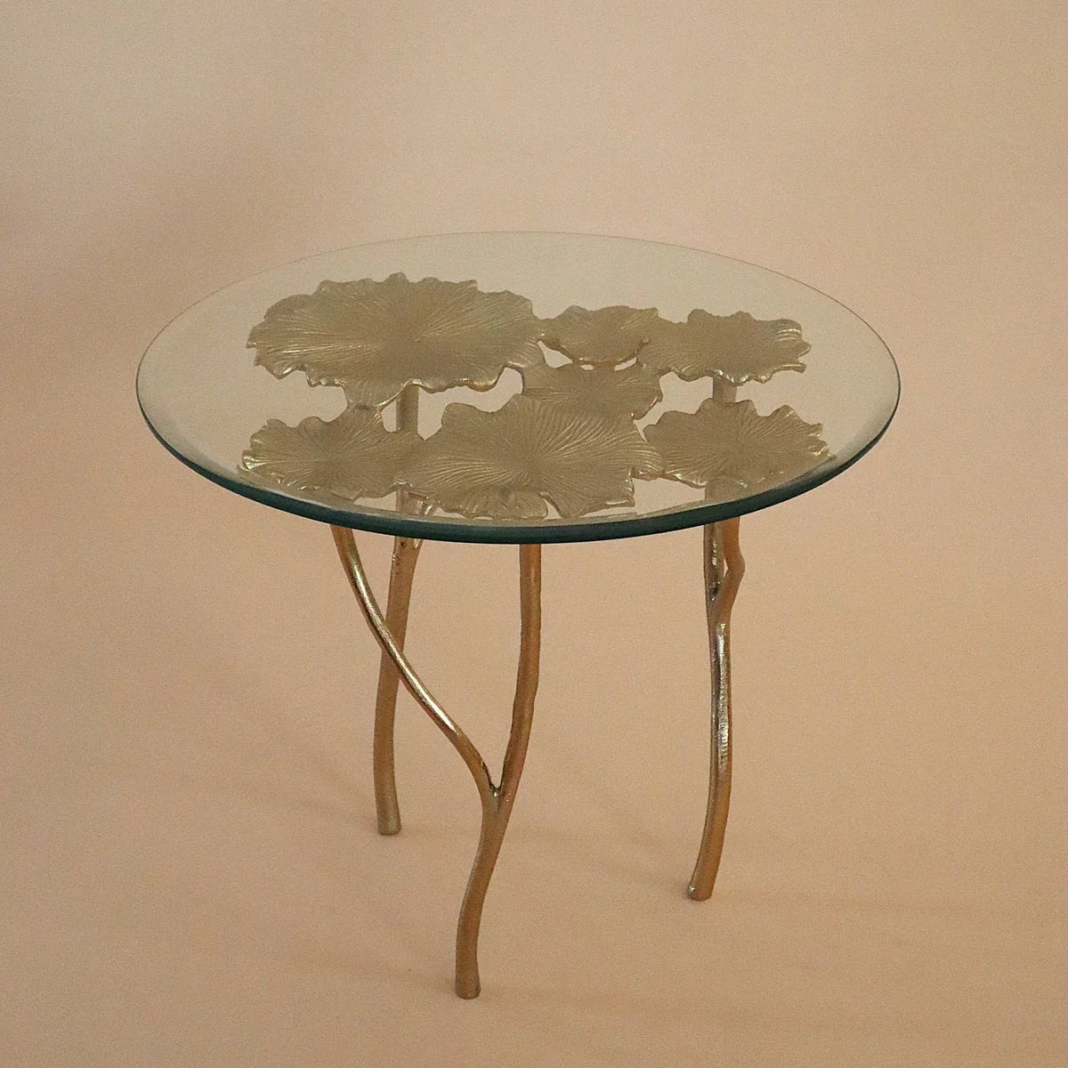 Nelumbo Coffee Table for Living Room | Lotus Inspired Designer Gold Sculptural Center Table