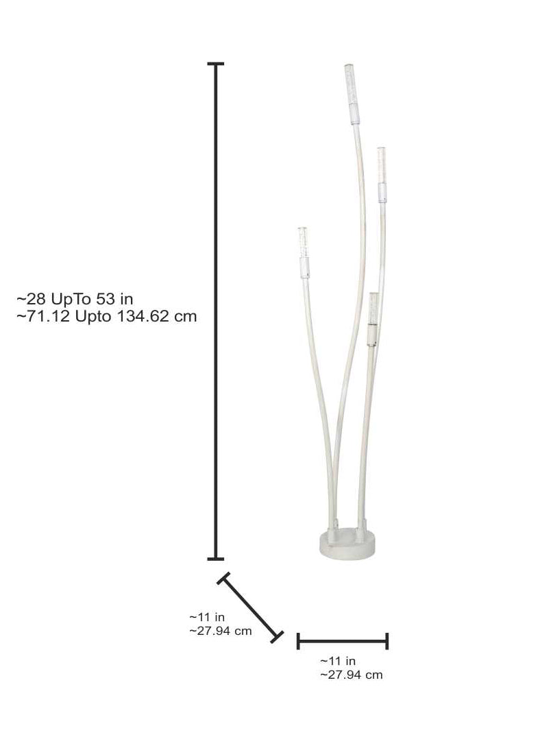 53-Inch Modern Off-White LED Cattail Bollard Set | 4-Light Outdoor Path Light with Bubble Glass