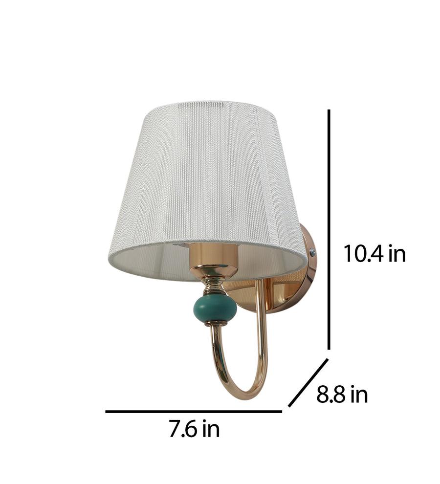 Modern Gold Wall Light with Off-White Fabric Shade | E27 Holder Wall Lamp for Bedroom & Living Room