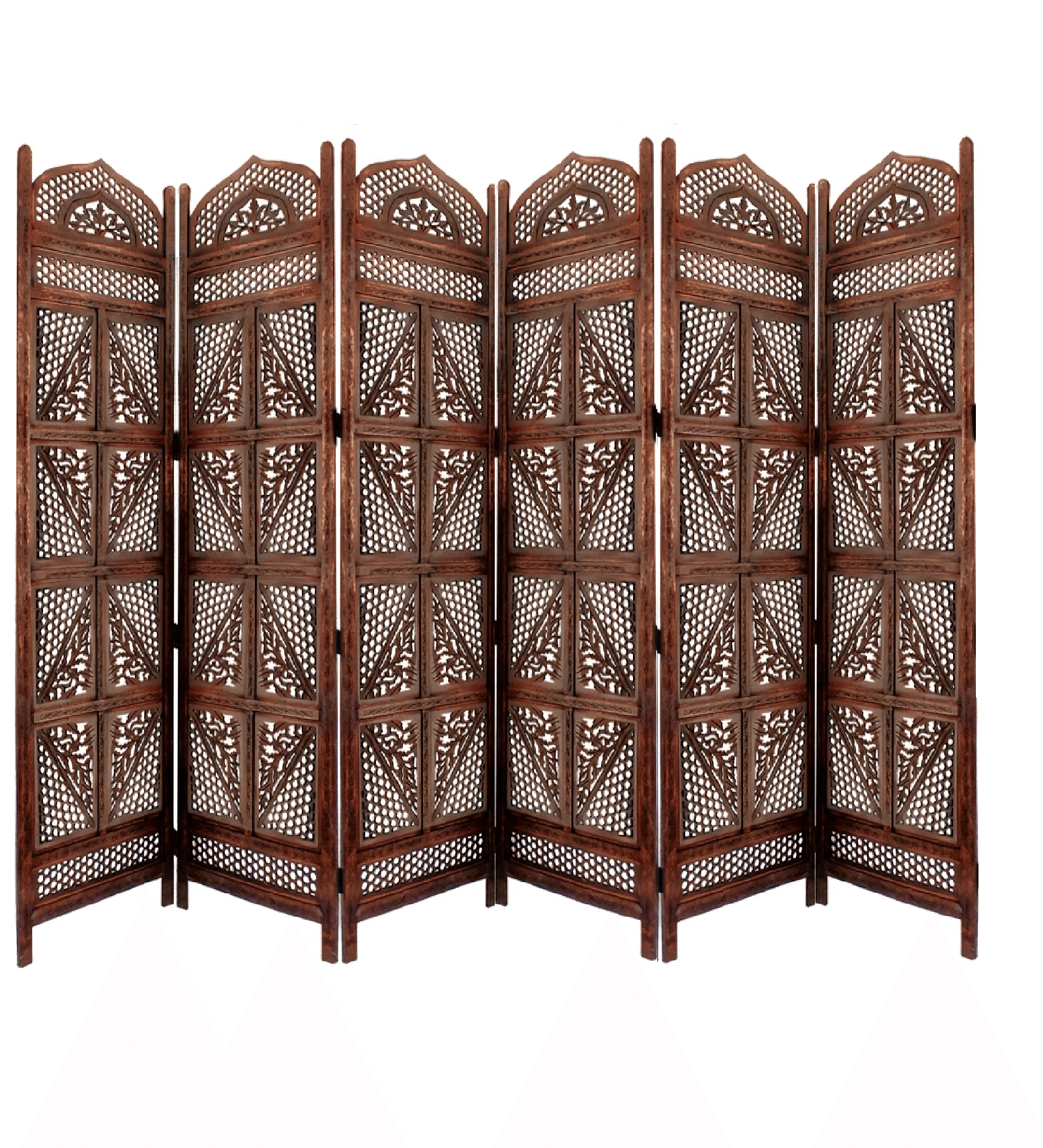 Mango Wood Folding Room Divider with Decorative MDF Jali