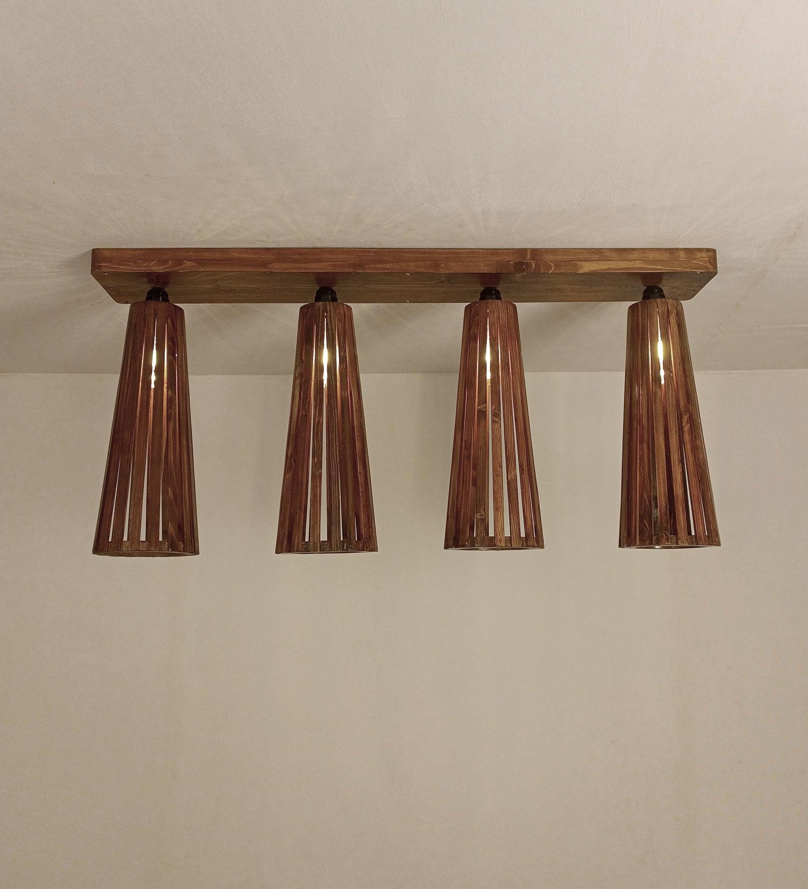 Bole Brown Wooden 4 Series Ceiling Lamp
