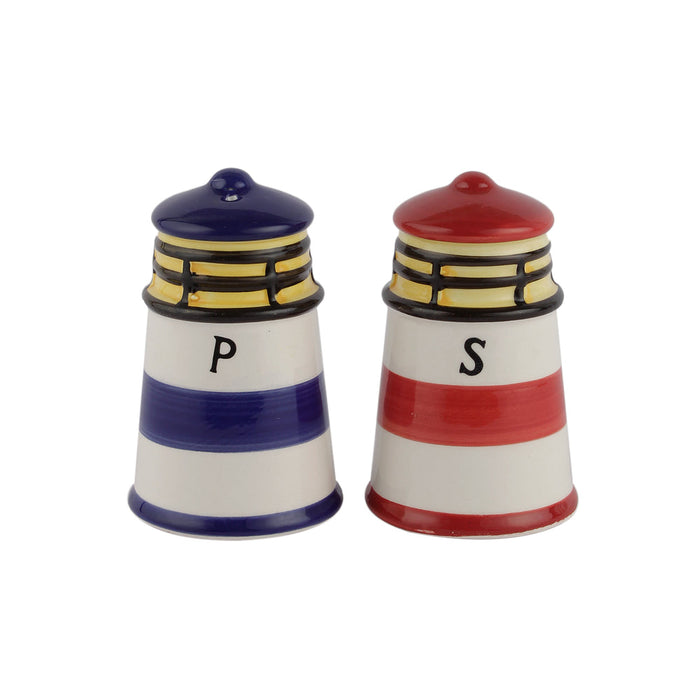 Lighthouse Salt And Pepper Set - Red/Blue