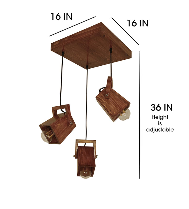 Focal Brown Wooden Cluster Hanging Light | Pendant Lamps