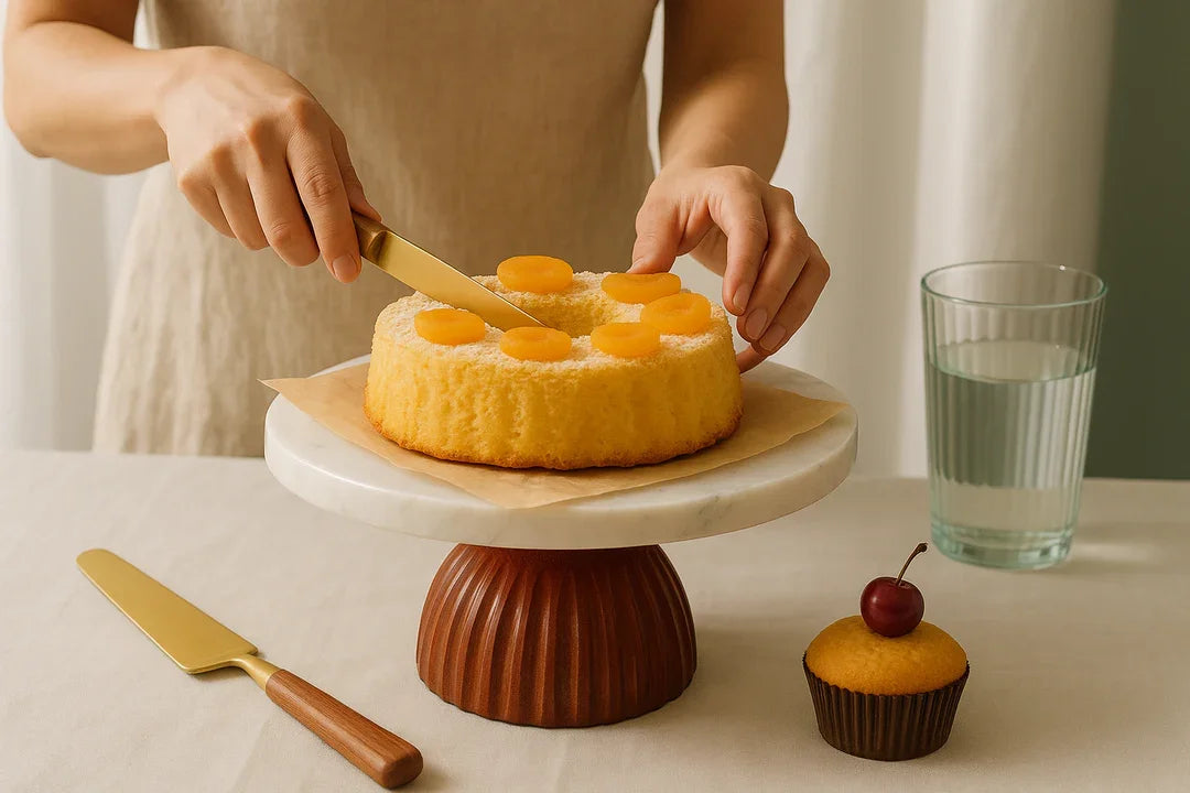 Marble wooden base cake and pastry stand