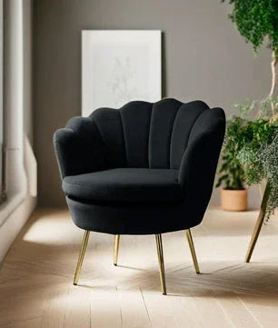 Luxury Design Classic Curve Velvet Wooden Lounge Chair | Accent Chair with Wooden Frame