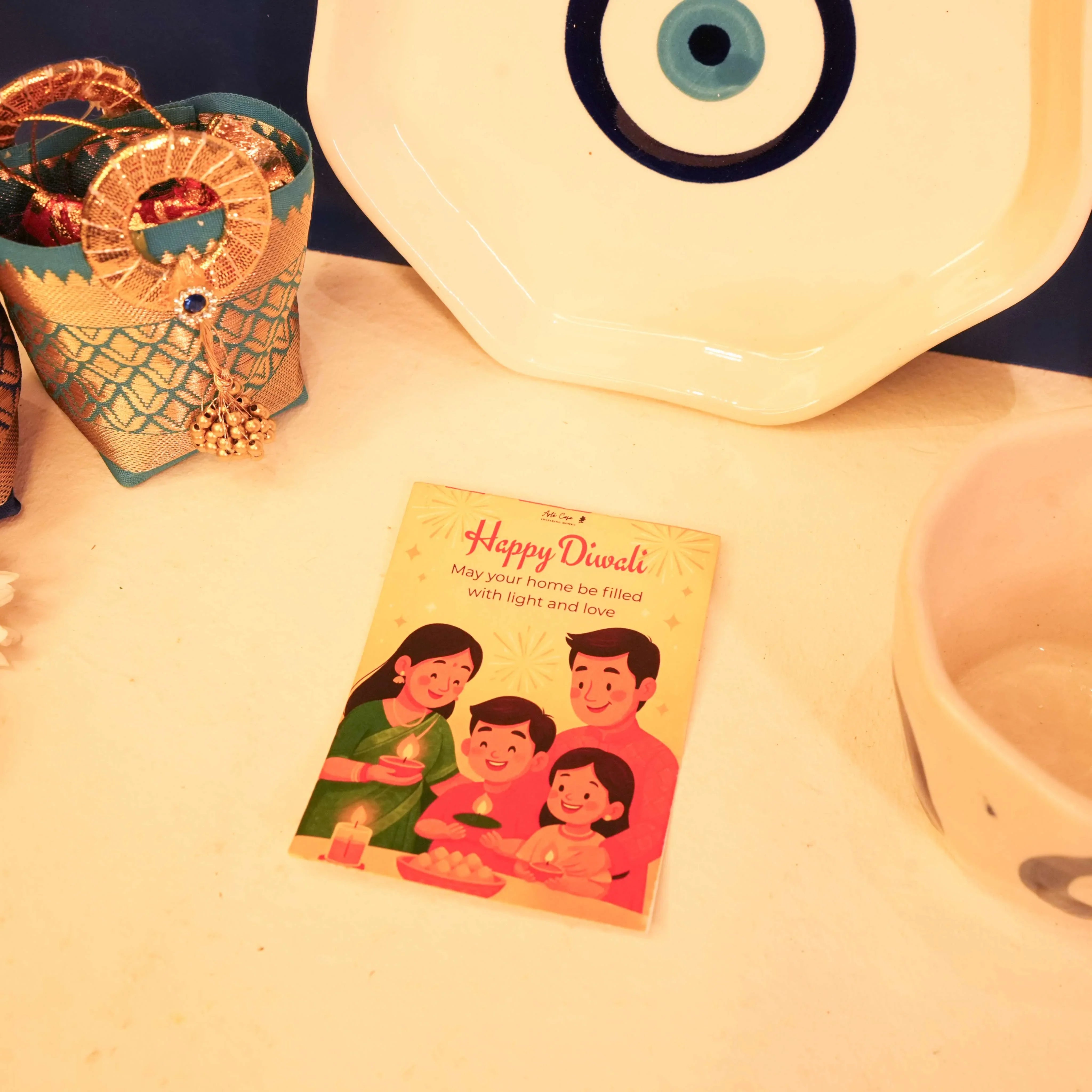 Nazar Suraksha Evil Eye Breakfast Set | Cup & Plate Diwali Gift Box