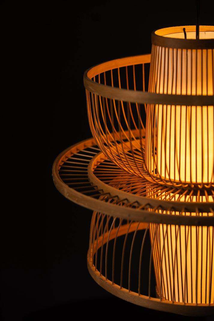 Bamboo Hanging Lampshade | Rustic Pendant Ceiling Light for Indoor & Outdoor Spaces