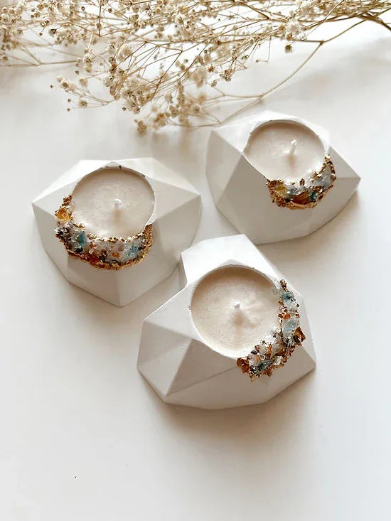Concrete & Crystal Tea Light