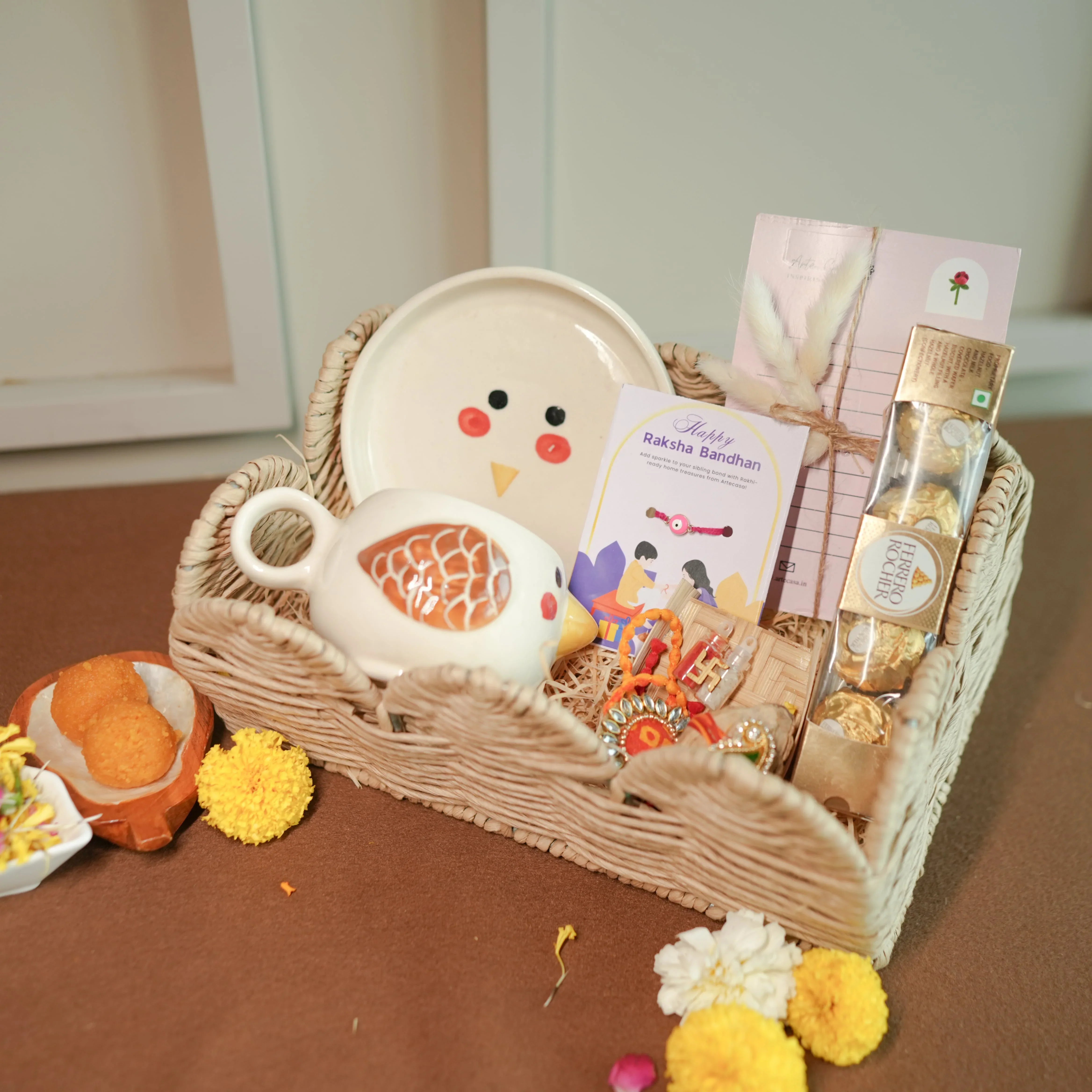 Rakhi Gift Hamper for Sister | Rakshabandhan Gift Set with Mug, Plate & Chocolates