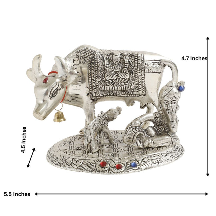 Kamdhenu Cow with Bal Gopal Lord Krishna Metal Statue